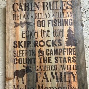 Rustic Cabin Rules Wooden Sign